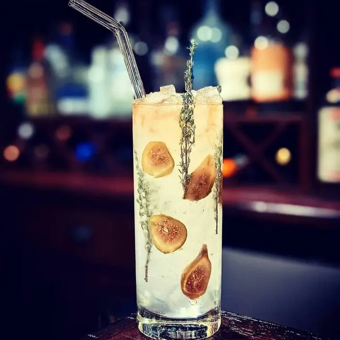 Figgy Thyme (Alcoholic Cocktail Highball glass)