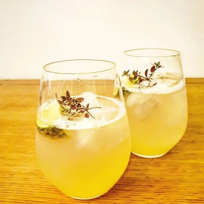Lemon Elderflower Spritzer (Alcoholic Cocktail Highball glass)