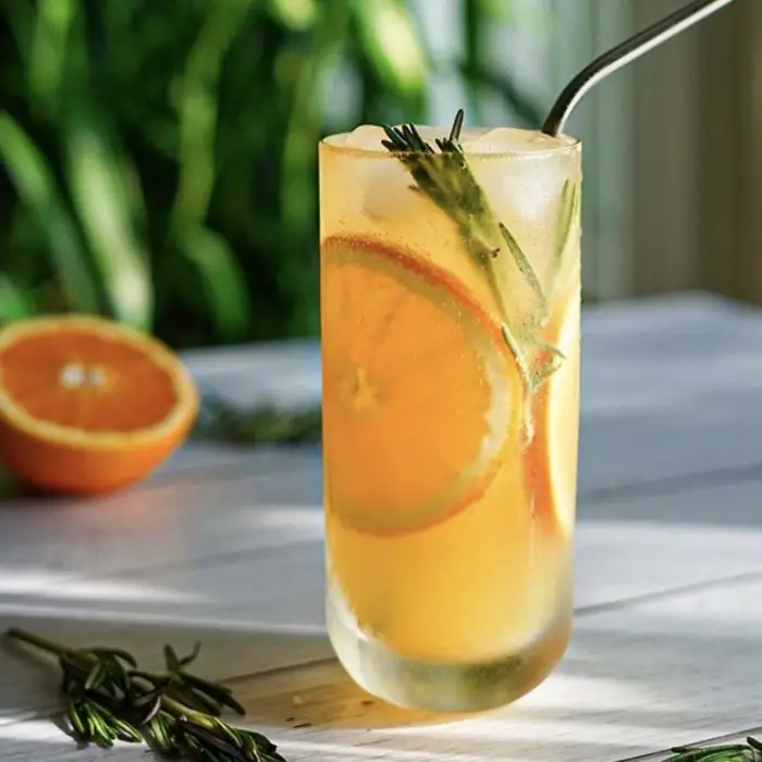 Orange Rosemary Collins (Alcoholic Cocktail Highball glass)